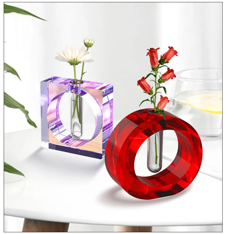 Plaster Tube Vase Mold DIY Crystal Epoxy Resin Hydroponic Plant container Silicone Mould Flower Breeding Station Molds Supplies silicone mold