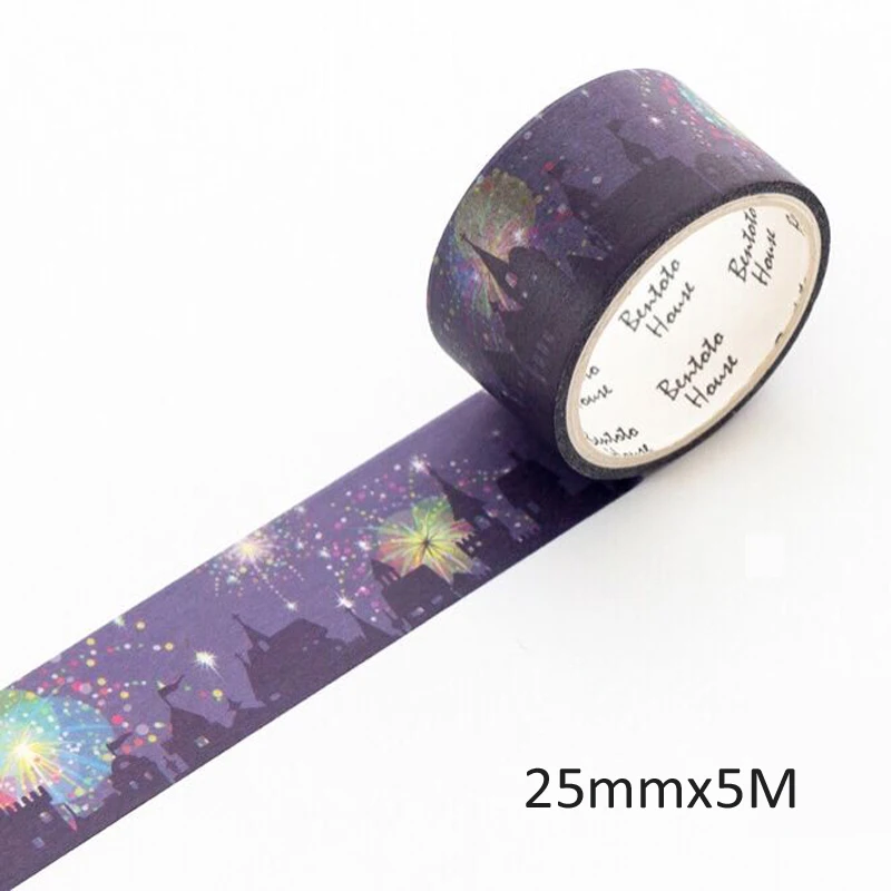 2.5CM*5M Beautiful Castle Night Fireworks Party Washi Masking Tape Album Scrapbooking Decorative Paper Stick Label
