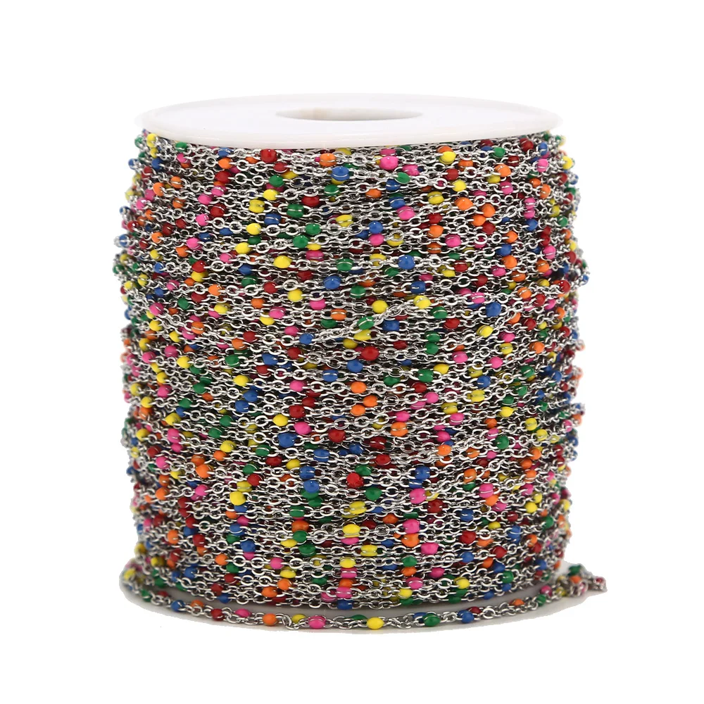 2 метра 1,5 мм ширина Золотая кабельная цепь Нержавеющая сталь Эмаль спутниковый кабель звено цепь для браслета для ожерелья для ножного браслета изготовление - Цвет: Multicolor Steel