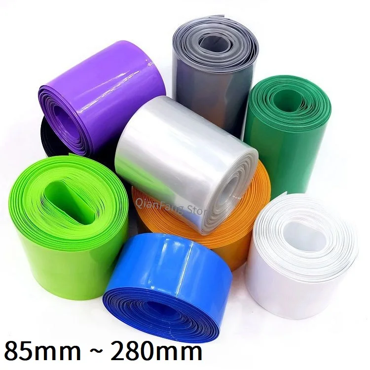 1M PVC Heat Shrink Tube 85mm ~ 280mm Width Blue Black Multicolor Sheath Pack Cable Sleeve for 18650 Lithium Battery Film Wrap