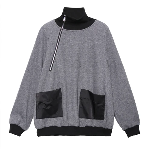 gray GCC3251 XITAO Harajuku/Модная Толстовка размера плюс на молнии, водолазка, Топ для женщин, трендовая Женская одежда с карманами, уличная одежда, новинка, GCC3251 - Цвет: gray GCC3251