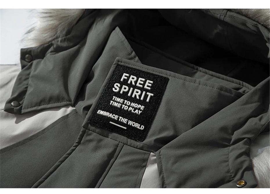 US Size Winter Parkas Men Streetwear Fur Collar Patchwork Thick Cargo Coats Windbreaker Loose Hoody Jackets Male DG458