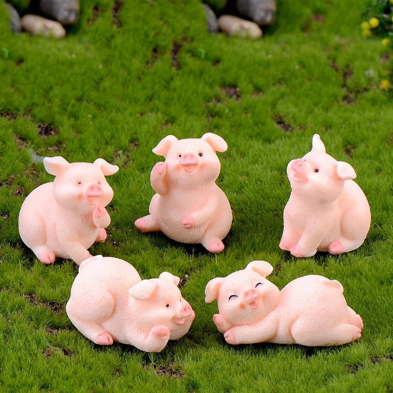 Милая розовая свинка мультфильм поросенок Милая свинка Китай Животное Гонконг маленькие статуэтки ручной работы орнамент миниатюрные украшения