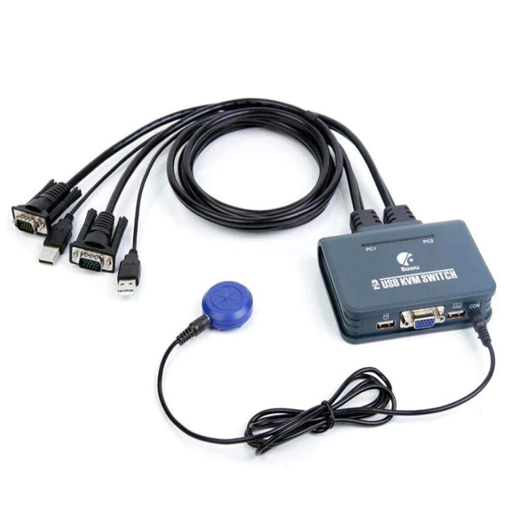 KVM-переключатель VGA с 2 портами разветвитель аудио-и видеокабелем длиной до 50