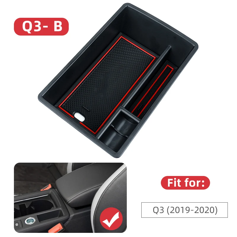 1 шт. внутренний центральный подлокотник коробка для хранения Органайзер для ауди Audi A3 8 в S3 A4 B8 B9 S4 A5 S5 Q3 Q5 Sportback Sline Avant аксессуары - Название цвета: Q3 B