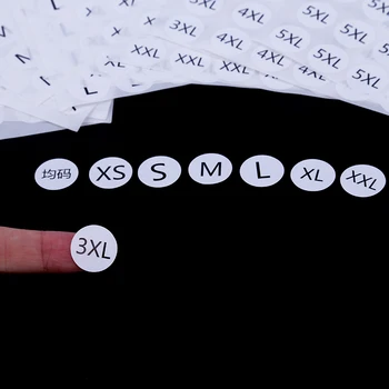 

1000Pcs Circle Round Size Sticker Sheets Self Adhesive White Label Papr Stickers Size S M L XL XXL for Clothing Lipstick 15mm