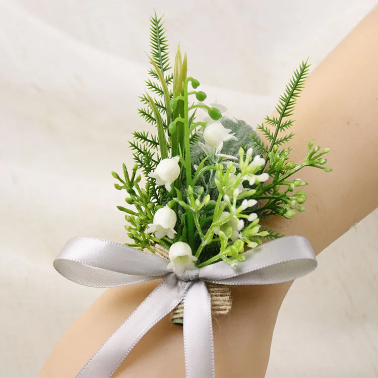 YO CHO бутоньерка искусственный цветок ландыши девушка браслет свадебная бутоньерка на запястье лесной стиль растение Свадебный бутоньерка