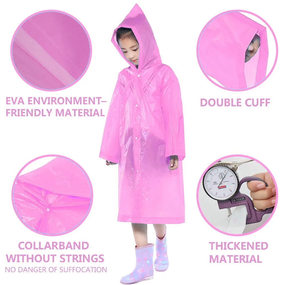 1pc Portable Coat Reusable Raincoat Children Rain Ponchos For 6-12 Years Old Coat Kid Clear Transparent Waterproof Rainwear Suit