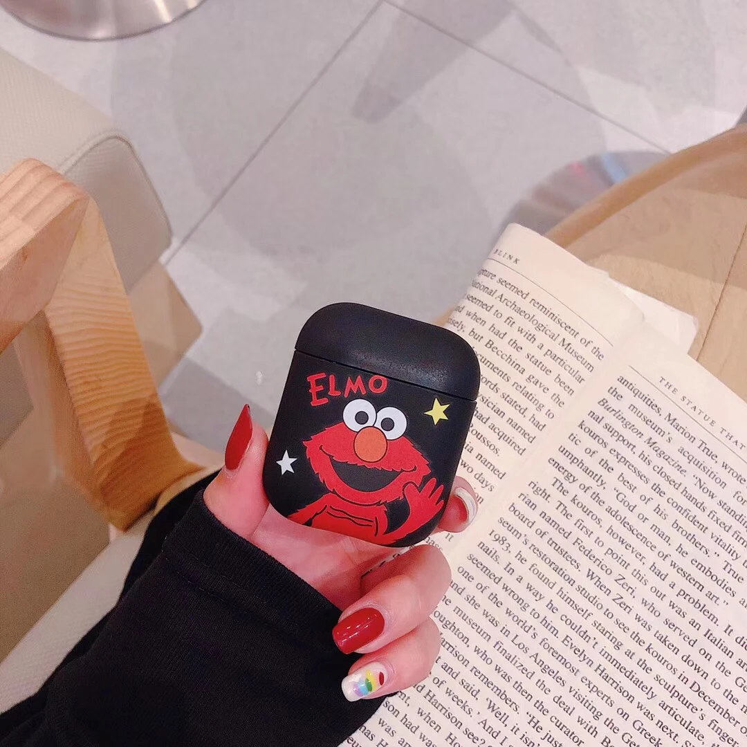 Симпатичные Улица Сезам печенье elmo Жесткий ПК для Apple Airpods 1/2 противоударный чехол для новых AirPods беспроводной Bluetooth наушники чехол
