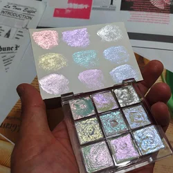 Juego de pintura de acuarela sólida, 9 colores, portátil, perlada, materiales de arte profesional, hecho a mano, DIY, macarrón, Pianting de uñas