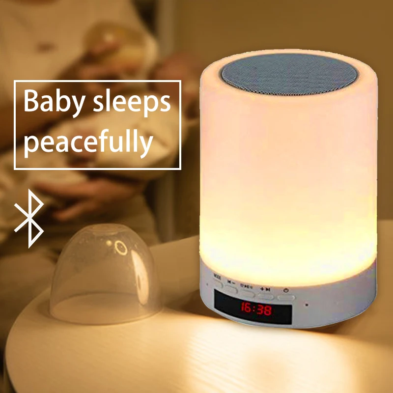 светильник ночник Беспроводной цилиндр Красочный Bluetooth динамик будильник