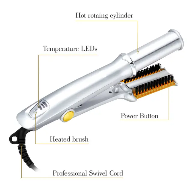 Professional Hair Curler Iron Curling Iron Rotating Hair Brush Curler Styler 2 In 1 Hair Styling