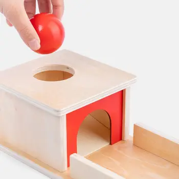

Infant Montessori Wooden Permanence Object Box with Tray Ball Educational Toys