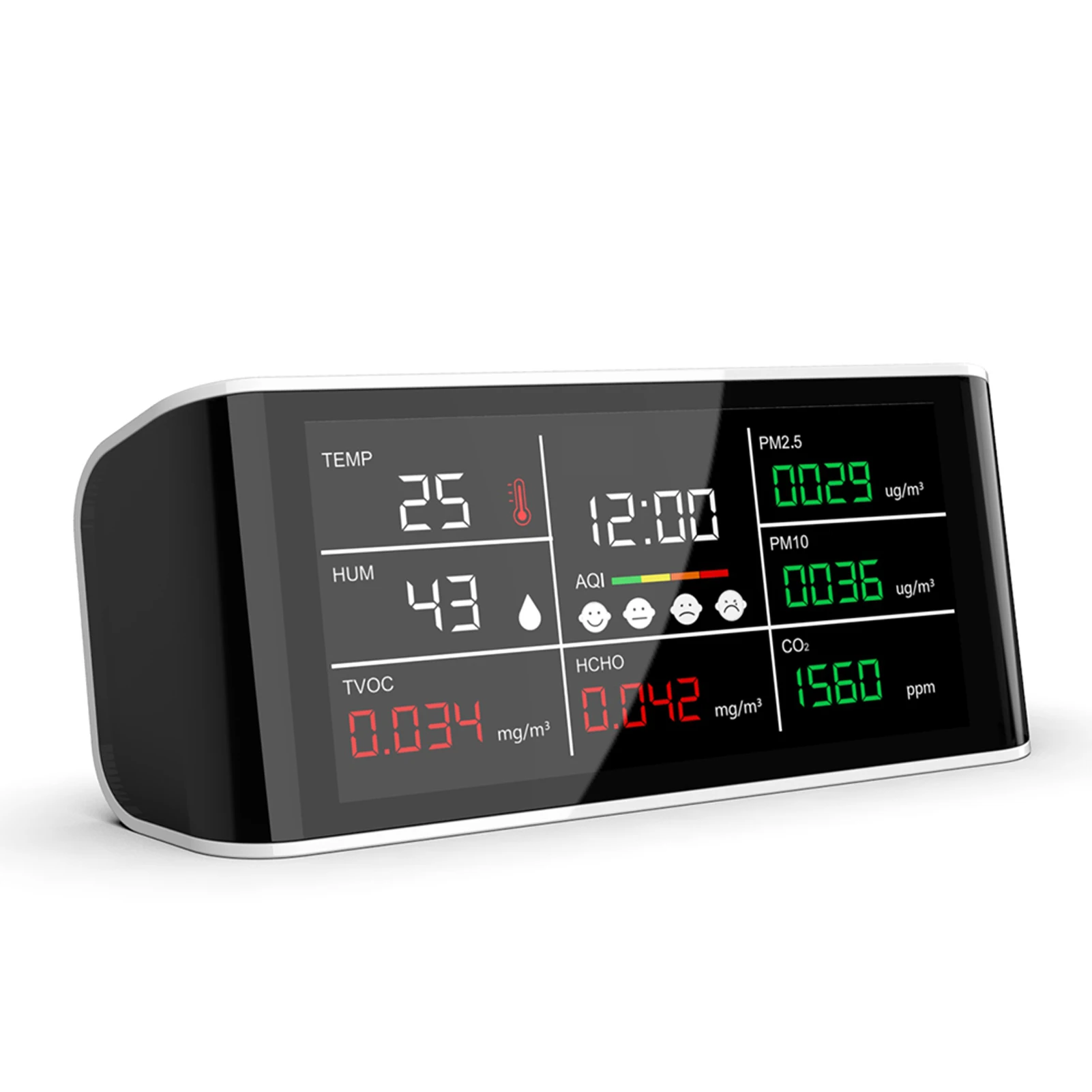 Monitor de calidad del aire termómetro de calidad del aire detector de temperatura y humedad interior detector de dióxido de carbono higrómetro Tvoc 