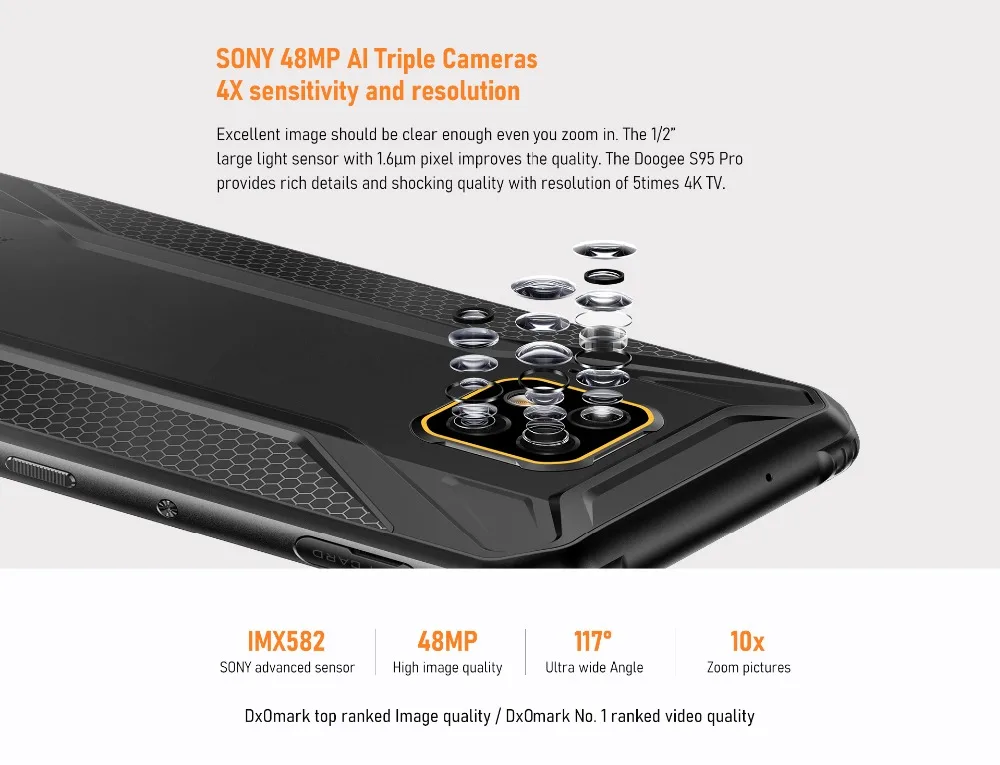 Doogee S95 Pro IP68 смартфон 6,3 дюйма 8 ГБ+ 128 ГБ Helio P90 Восьмиядерный 48мп Тройная камера 5150 мАч модульный прочный мобильный телефон NFC