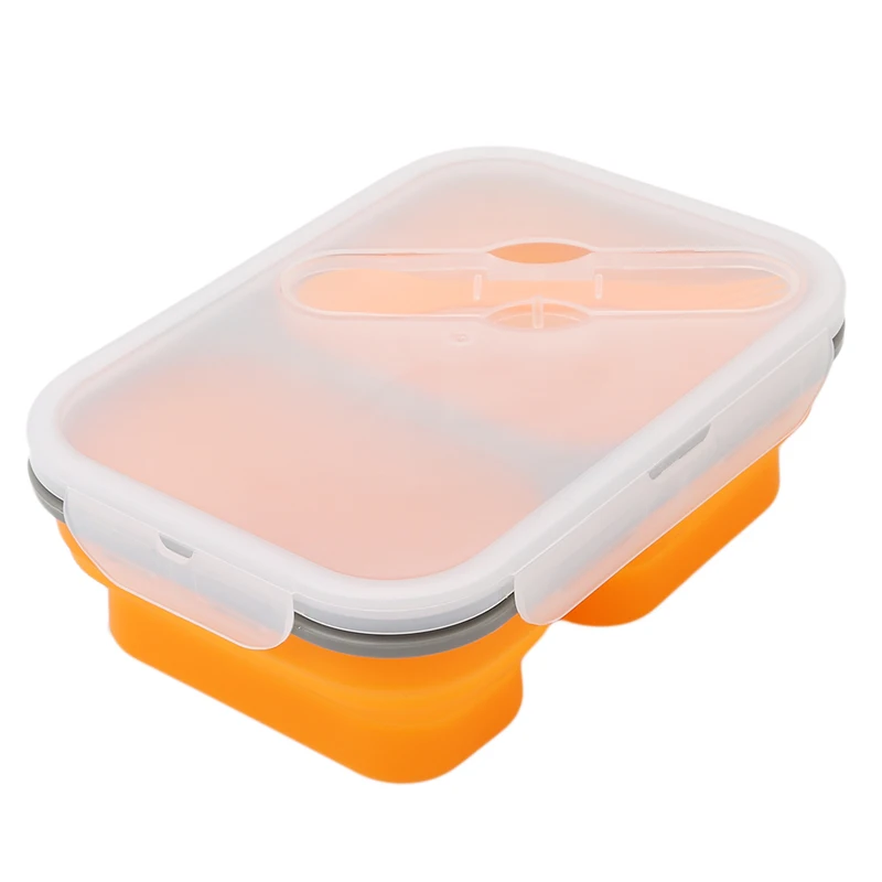 Силиконовый складной Ланч бокс контейнер для хранения еды Bento BPA Free Microwavable