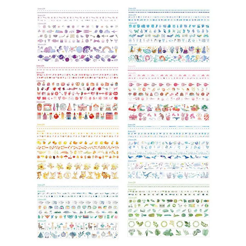 10 Rolls/Set Dream Water Blue Series Decorative Paper Washi Tape Set Japanese Stationery Kawaii Scrapbooking Supplies Stickers