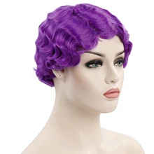 YXCHERISHAIR короткие синтетические парики с волнистыми пальцами высокотемпературные волокна Фиолетовый Красный синтетический волнистый парик для косплея
