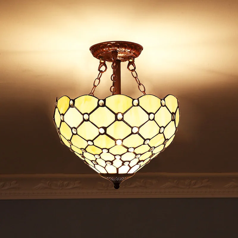 

Tiffany European Modern Simple Xiao Wo Aisle Terrace/patio Hallway Creative Glass Fashion Ceiling Fan Diao Deng luminaire