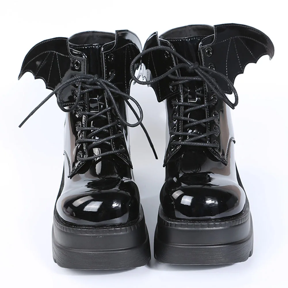 BONJOMARISA New Arrivals Brand Goth Punk Platform High Wedges Zipper Women Boots Cosplay Casual Top Quality Design Ankle Boots