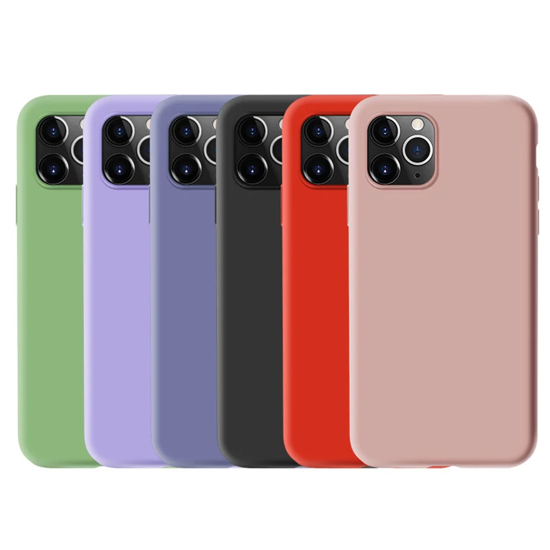 

Thin Soft Case for iPhone11 Pro x xs max xr 6 6s 7 8 Plus Liquid Silicone Coque Case Clear TPU and solid Back Cover Silicon case