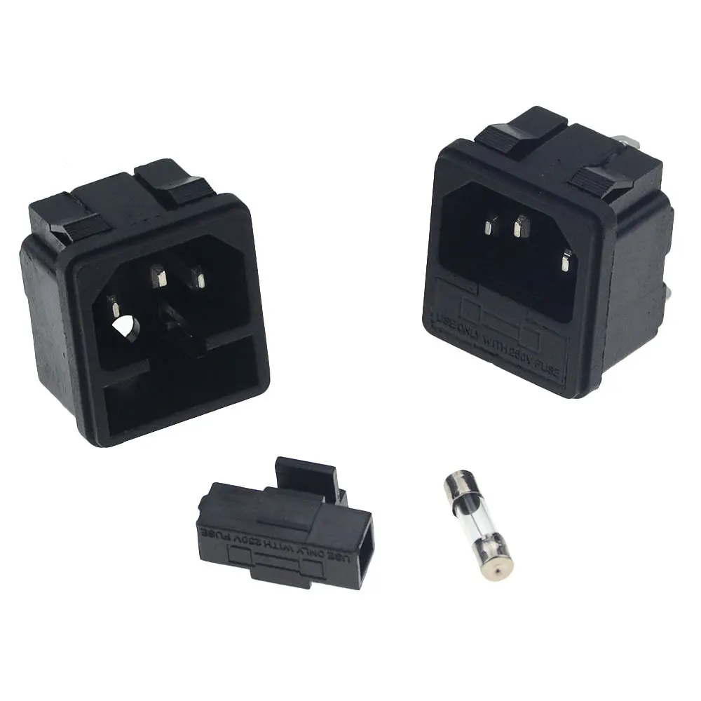 1 шт. панель монтируется 3 Pin IEC 60320 C14 вилка электропитания 15A AC 250V w/держатель предохранителя