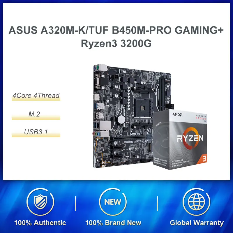 Материнская плата ASUS PRIME системная AMD Ryzen 3 r3 3200G для процессора четырехъядерный