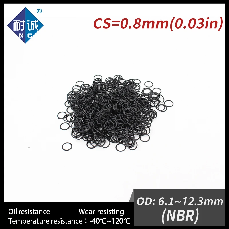 니트릴 고무 블랙 NBR CS0.8mm O링 개스킷, 내유성 방수 O링, O링, 10 개/Lo, OD6.1/6.6/8/8.25/8.6/9.5/11.8/12.3mm
