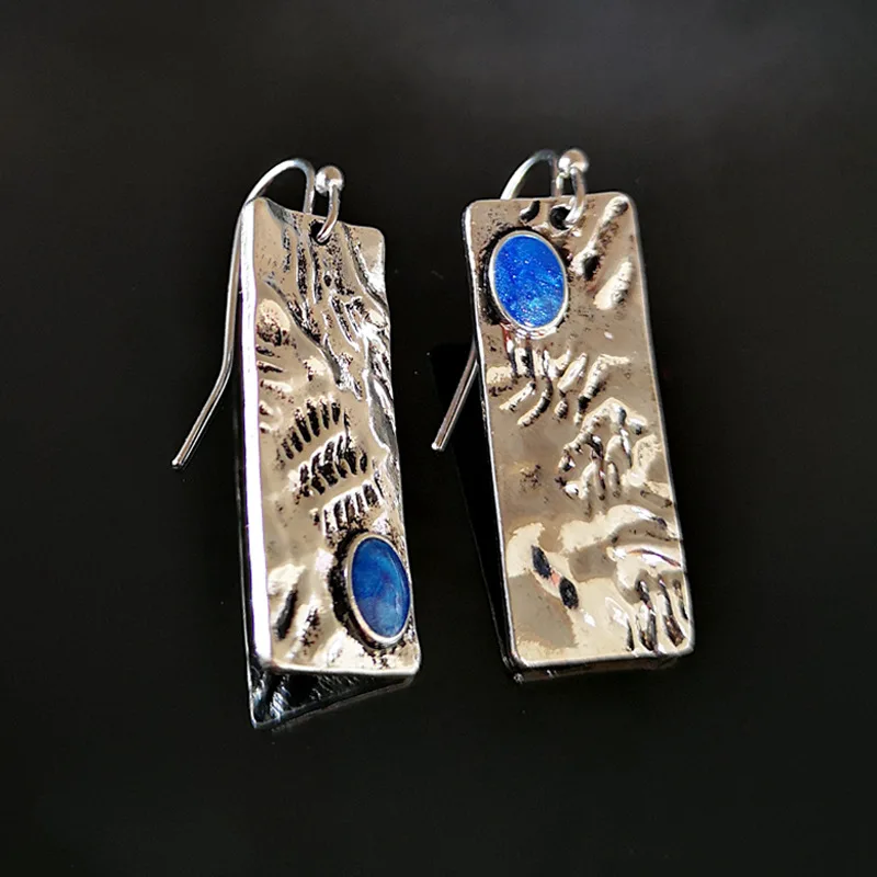 Винтажные геометрические синие опаловые индийские серьги 2019 Бохо этнические