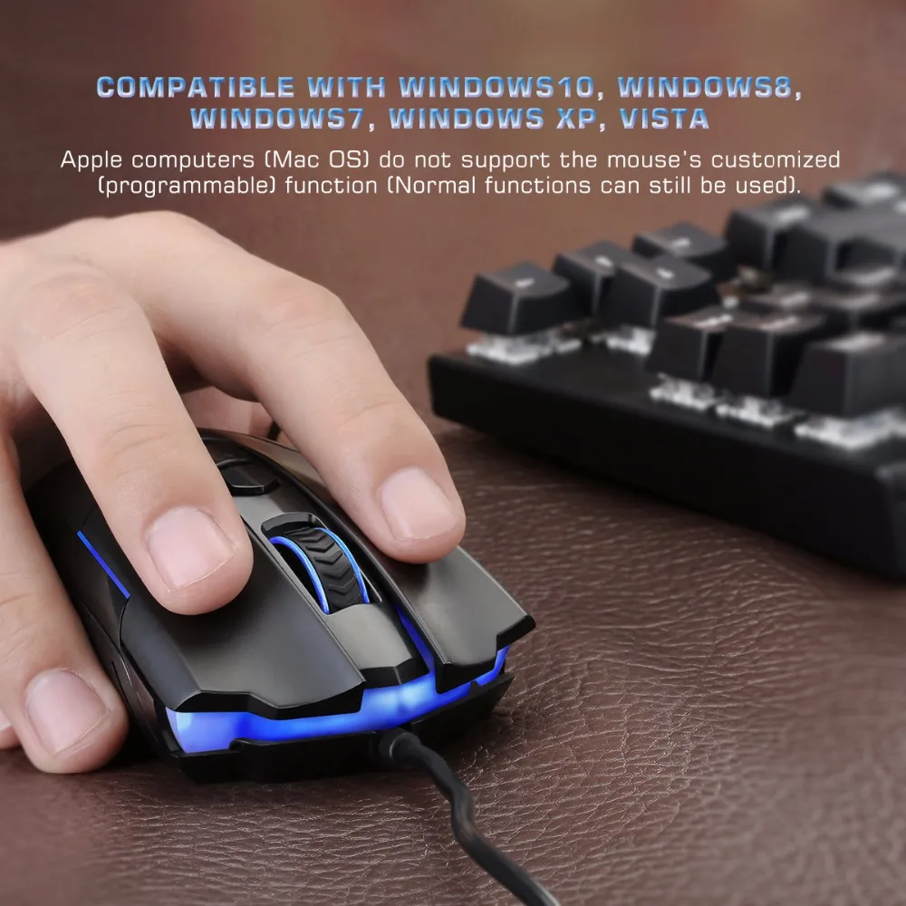 VicTsing Топ Проводная игровая мышь 5 уровней dpi Регулируемая лучшая Беспроводная