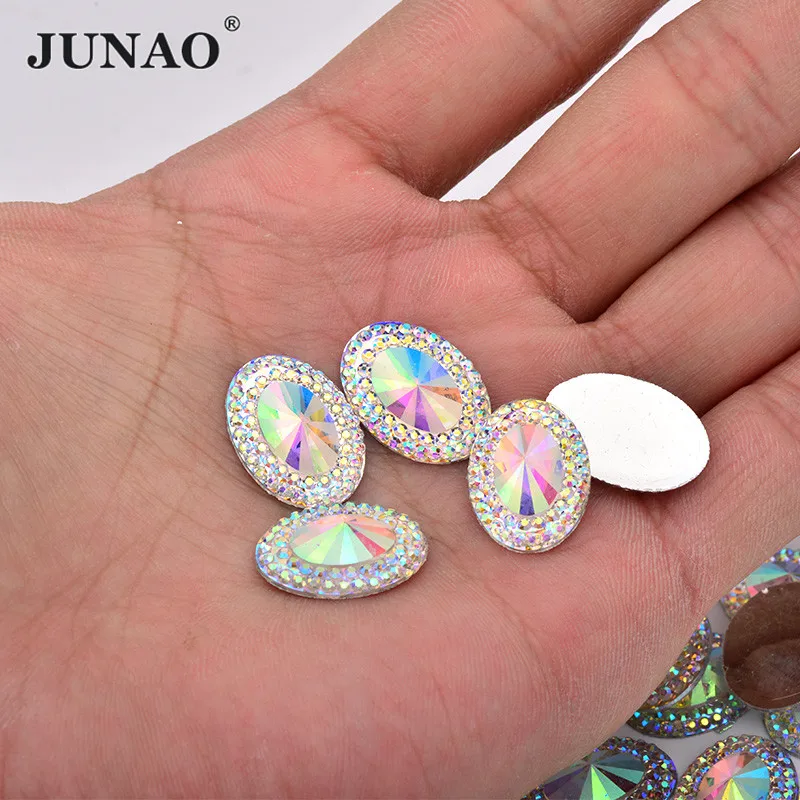 Стразы JUNAO 13*18 мм 18*25 AB Кристалл овальной формы камни с плоским основанием и стразы
