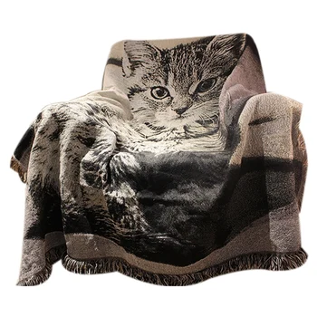 

Sofa Blanket Nordic Modern Blanket For Sofa And Bed Blanket Cat Pattern Tapestry Home Decoration