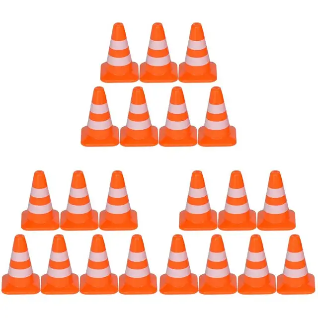 21pcs Fine Practical Safe Road Cones Mini Roadblocks Simulation Traffic Signs for Kids 1