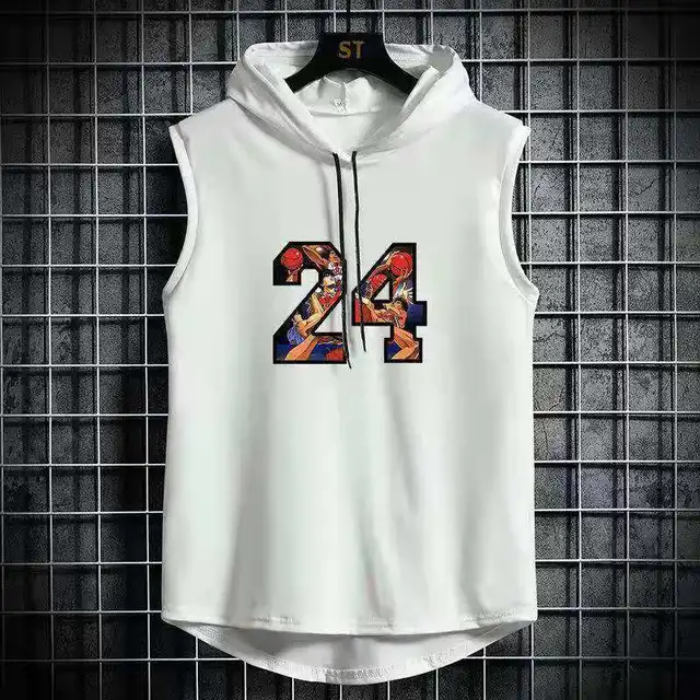 Summer Mens Muscle Hoodie Vest Sleeveless Bodybuilding Gym Workout Fitness Shirt High Quality Vest Hip Hop Sweatshirt Men's Tops DMBX29