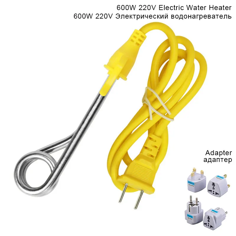 Mini calentador de agua eléctrico de 600W y 220V, Caldera de agua caliente portátil de inmersión en café, calentadores de agua caliente instantáneos con enchufe de la UE y Reino Unido