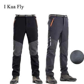 

Winter Ski Pants Outdoor Men Hiking Waterproof Camping Trekking Fleece Skiing Pants Climbing Softshell Trouserl Fishing Women 4