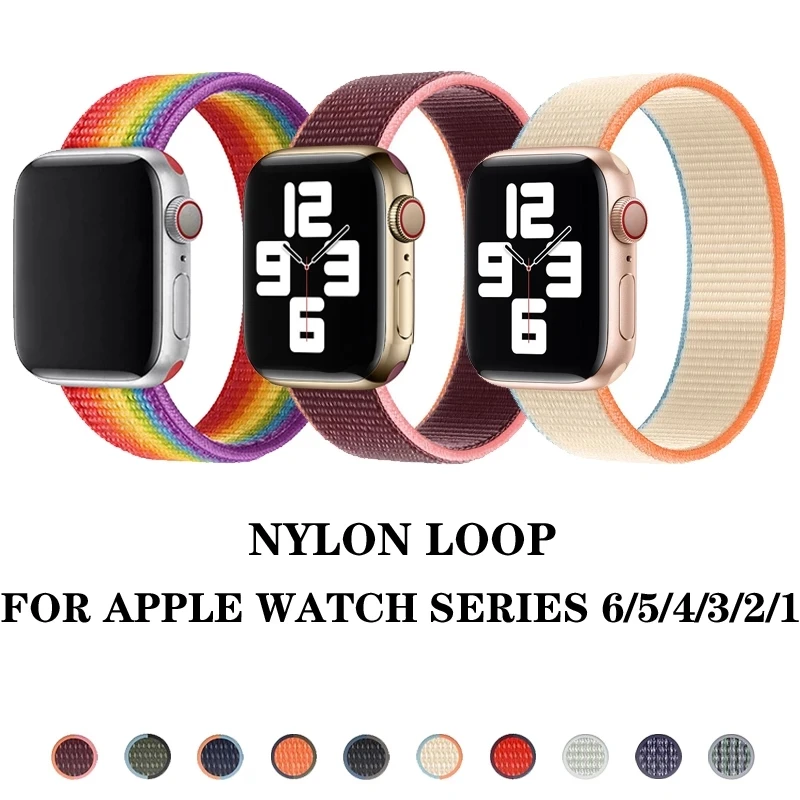 Ремешок нейлоновый для Apple Watch Band 38 мм 40 44 42 спортивный браслет смарт часов iWatch