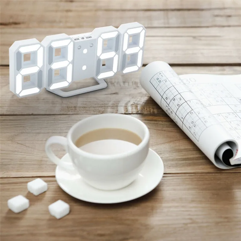 

3D LED Wall Clock Modern Design Digital Table Clock Alarm Night light Household Watch For Home Living Room Decoration