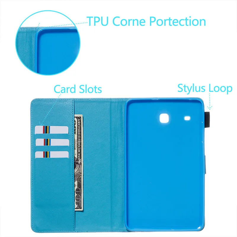 Wekays Coque для samsung Tab E 8,0 кожаный чехол с рисунком для samsung Galaxy Tab E 8,0 дюймов T377 T375 T377V чехол