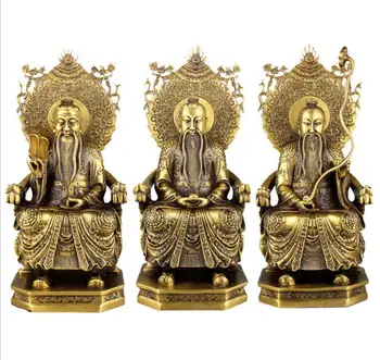 

Copper Statue Pure copper Sanqing Daozu statue is decorated with a set of all bronze statues of Tianzun, Lingbao, Tianzun, Daod