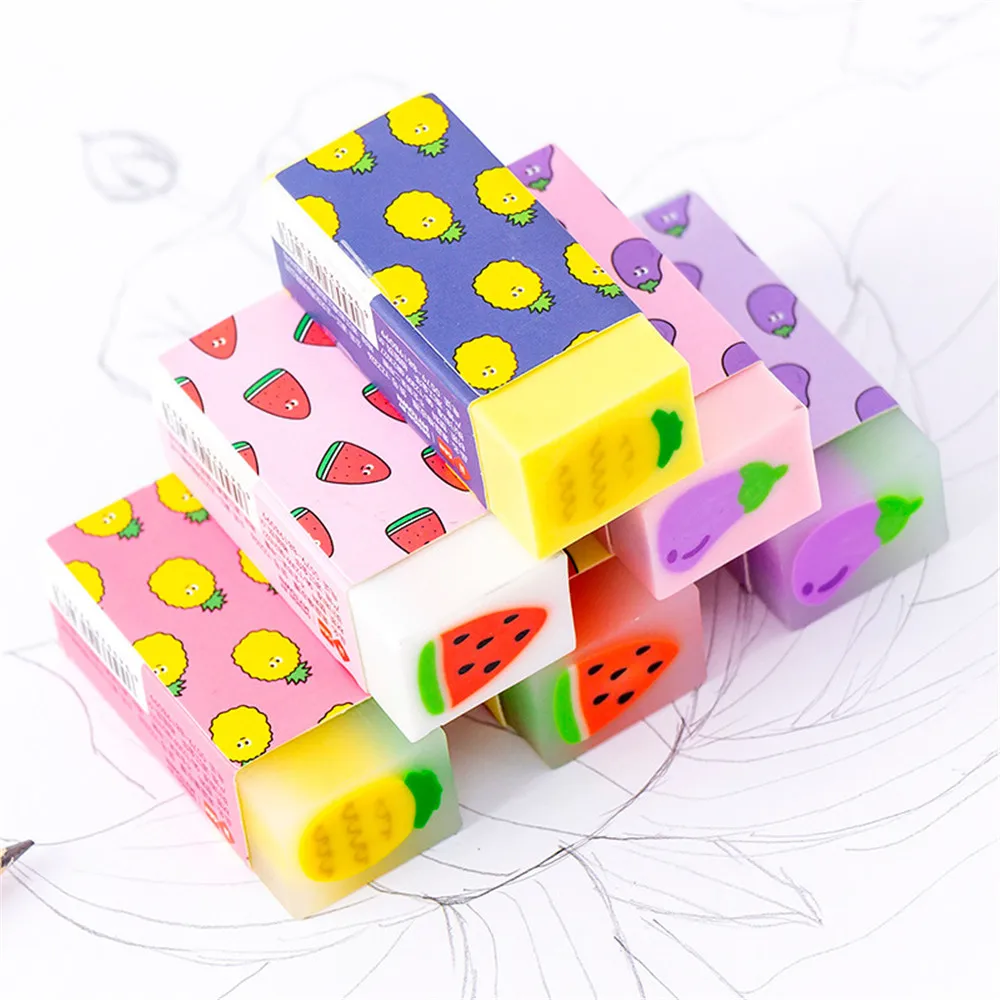 

1Pcs Creative Cute Eraser Rubber Small Fresh Fruit Core Crystal Chunks Stationery Office School Supplies