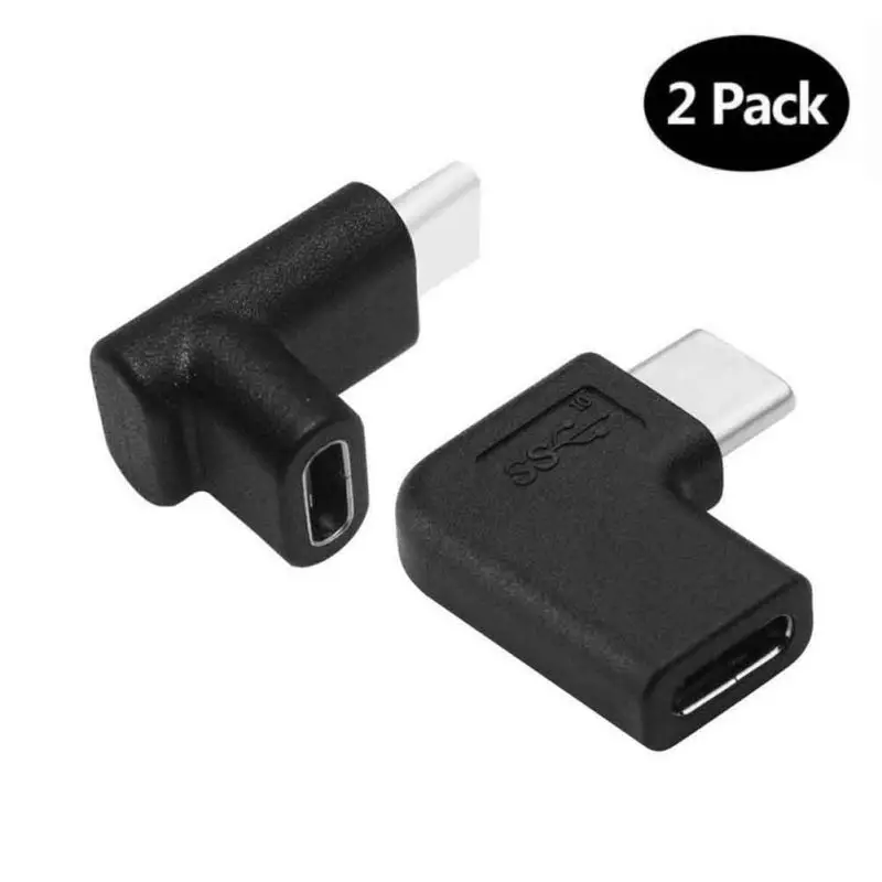 Мини-usb 3,1 тип-c штекер к USB 3,1 тип-c Женский адаптер 90 градусов прямоугольный мобильный телефон конвертер разъем 2 шт./компл