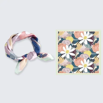 

Elegant All -Match Scarf Women 's Small Square Thin Type for Spring and Autumn Decorative Ink Painting Style