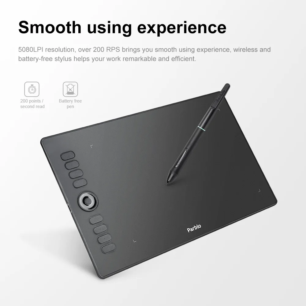  Parblo A610 Pro dibujo gráfico tableta compatible con teléfonos Android OS 8192 sensibilidad a pres