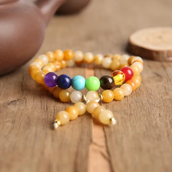 

YAUKIA 54 Mala Bead Bracelet For Women Men 7 Chakra Wrist Mala Yoga Bracelet Prayer Beads Bracelets