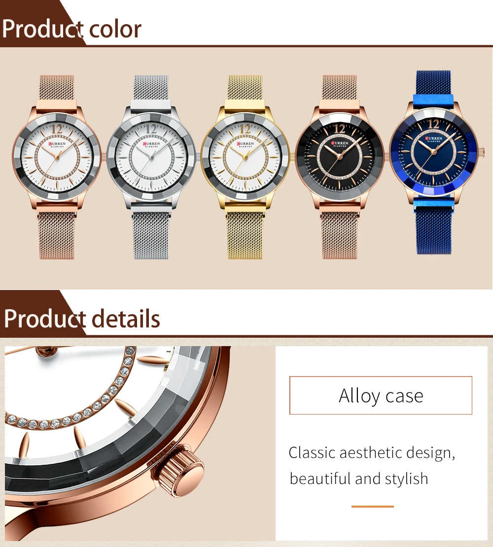 CURREN очаровательные Стразы кварцевые часы модные дизайнерские часы женские часы из нержавеющей стали часы женские роскошные reloj mujer