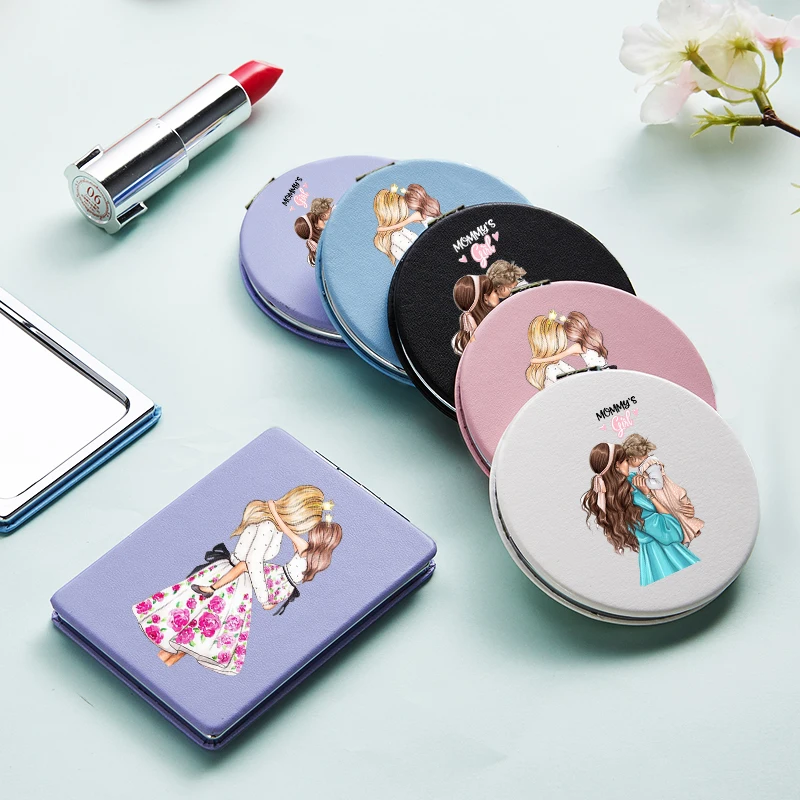 

Cute Portable Makeup Mirrors with Double Sides for Girl Mom Magnifying Cosmetic Pocket Compact Vanity Mirror Lustro Do Makijazu