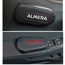 Для Nissan Almera, 1 шт., углеродное волокно, кожа, авто подушка для ног, наколенник, Автомобильный Дверной рычаг, автомобильные аксессуары, защита для автомобиля