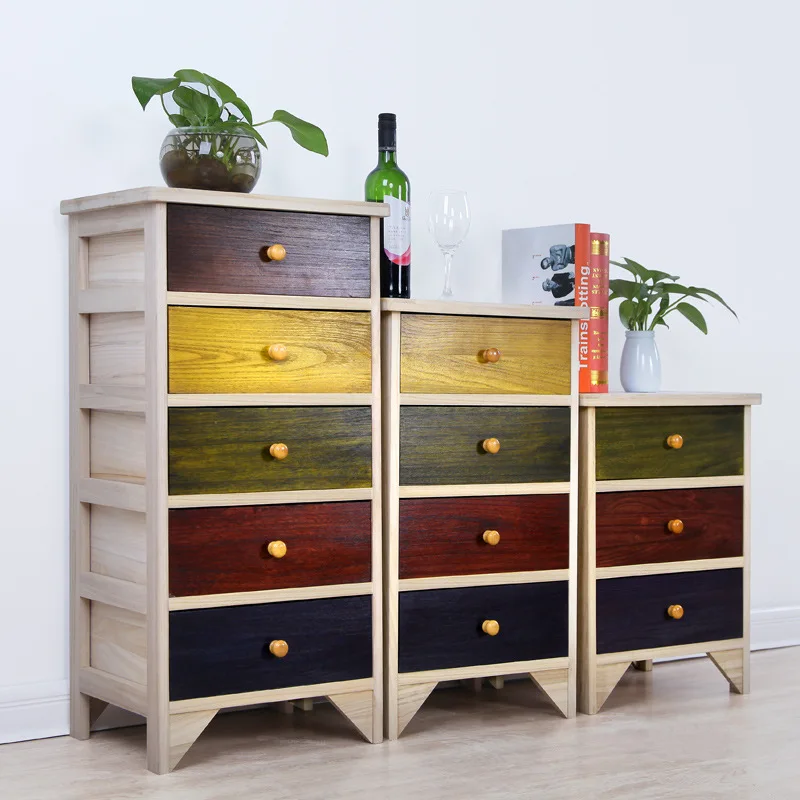 

A Generation of Fat Solid Wood Drawer Cabinet Storage Cabinet Living Room Furniture for Bedroom Three-bucket Cabinet Manufacture