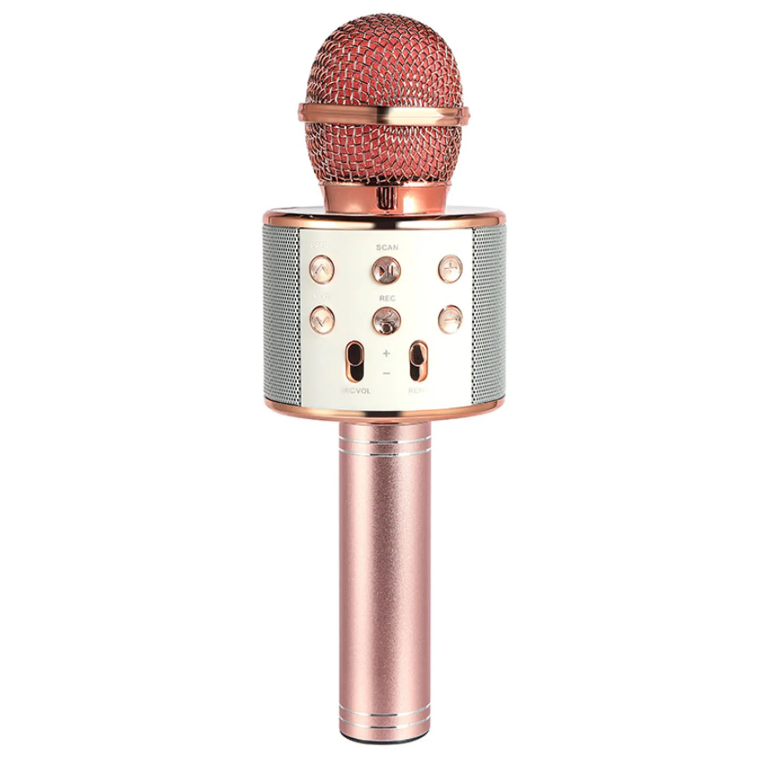 Rose Gold no Bag Kids 3 in1 Handheld Wireless Bluetooth Karaoke Microphone Speaker Echo KTV Karaoke Mic Music Player Singing Recorder Musical Toy - Цвет: Rose Gold no Bag